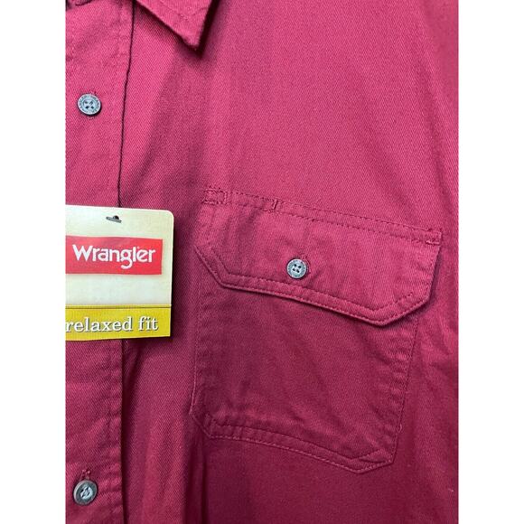 Wrangler Dress Shirt Burgundy Button Up Premium Quality Long Sleeve Shirt NWT - Picture 3 of 8